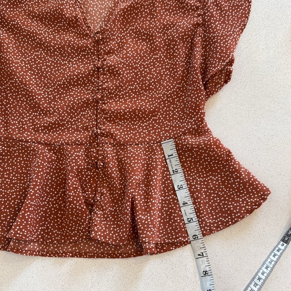 Papermoon Blouse – Size M, Brown with Abstract Dot Print, 100% Polyester - Picture 6 of 11